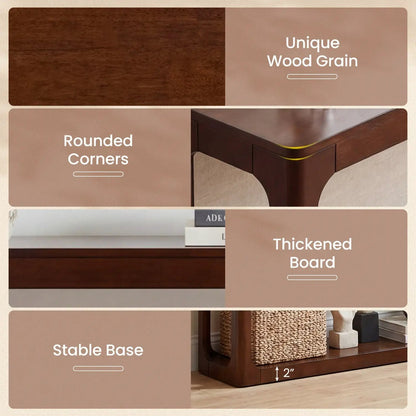2-Tier Mid Century Wood Console Table with Shelf