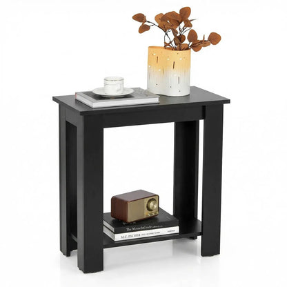 2-Tier End Table with Storage Shelf for Rooms