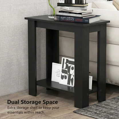 2-Tier End Table with Storage Shelf for Rooms