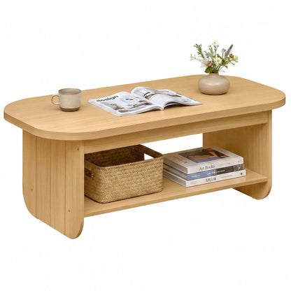 Oval Coffee Table Two Tier Center Table Storage