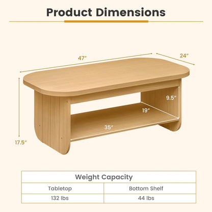 Oval Coffee Table Two Tier Center Table Storage