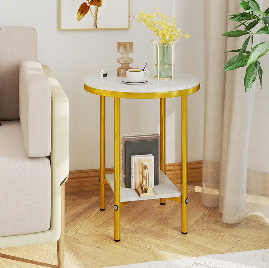2-Tier Round Coffee Table with Storage Shelf - Tampa Home & Garden Store
