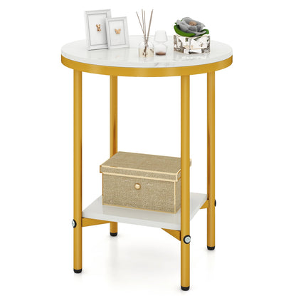 2-Tier Round Coffee Table with Storage Shelf