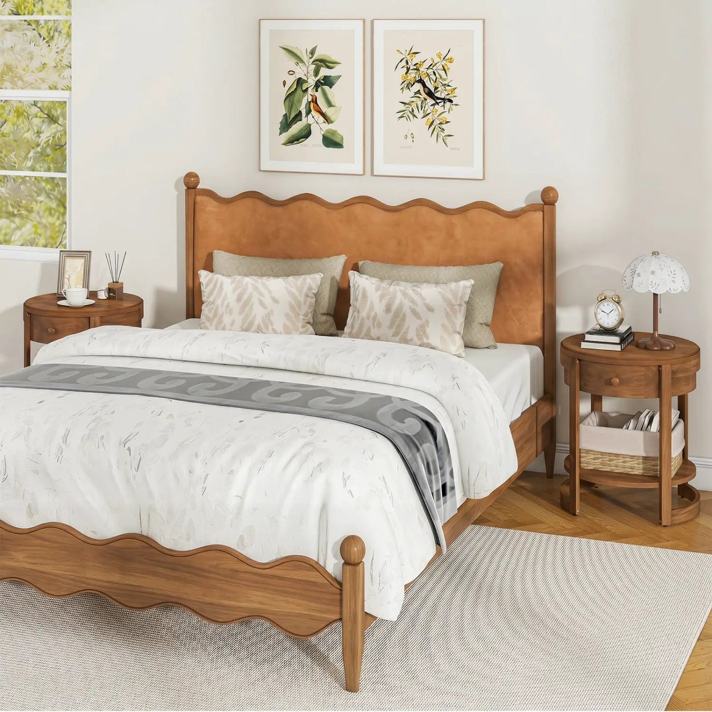 Round End Table Set Of 2 With Drawer For Living