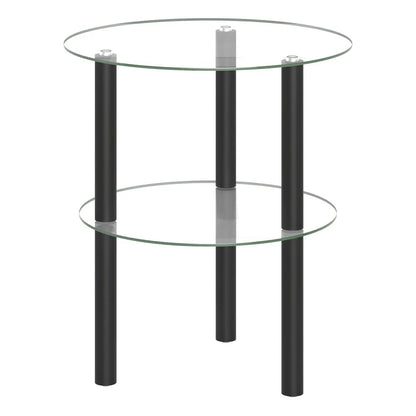 Round End Table with Tempered Glass Top and Shelf