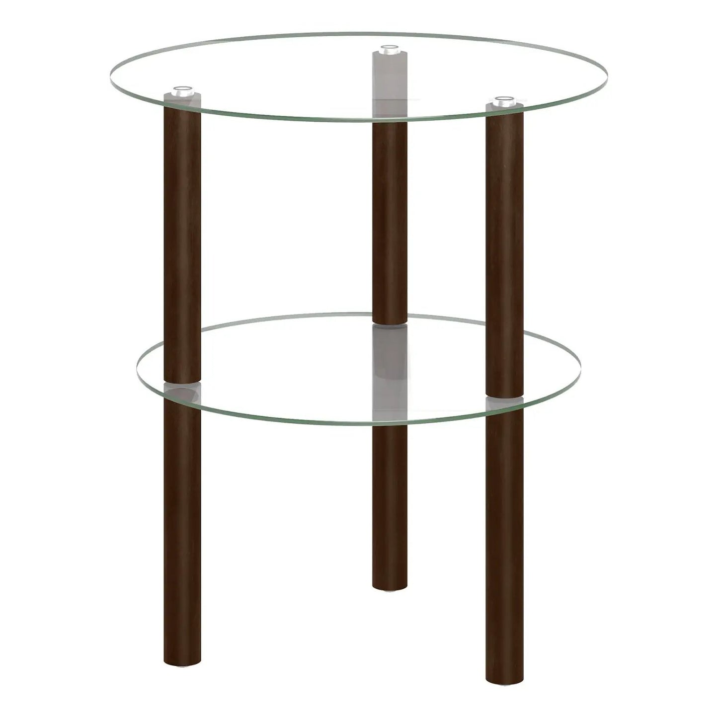 Round End Table with Tempered Glass Top and Shelf