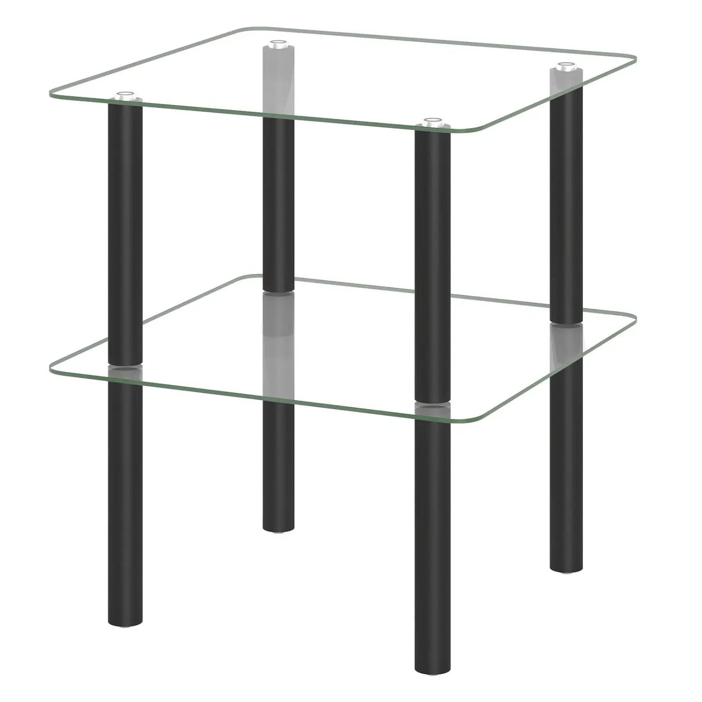 Square End Table With Tempered Glass Top