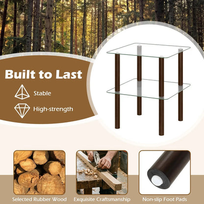 Square End Table With Tempered Glass Top