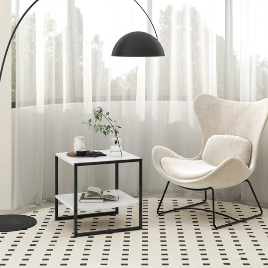 2-Tier Square End Table with Storage Shelf Reversible Design-White - Tampa Home & Garden Store
