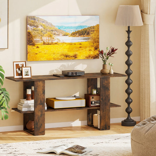 2-Tier TV Stand with Storage for TVs up to 55 Inch Console Table with Open Shelf - Tampa Home & Garden Store