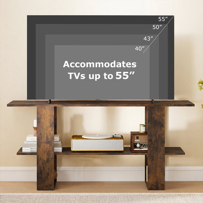 2-Tier TV Stand with Storage for TVs up to 55 Inch Console Table with Open Shelf
