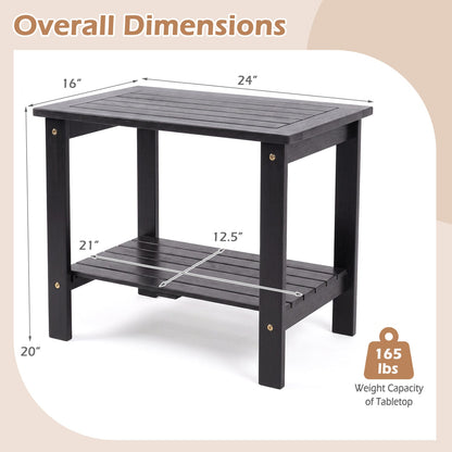 2-Tier Eucalyptus Wood Patio End Table with Storage Shelf by DirectDeals in black finish on Tampa Home & Garden Store