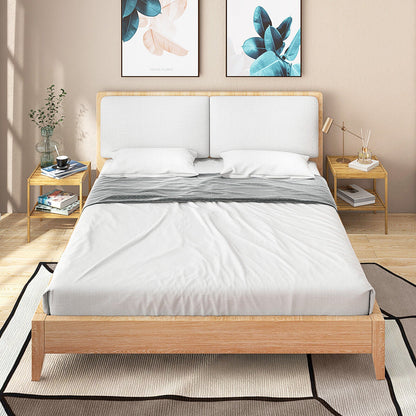 2 Pieces 2 Tiers Bamboo Nightstand for Living Room Bedroom-Natural - Tampa Home & Garden Store