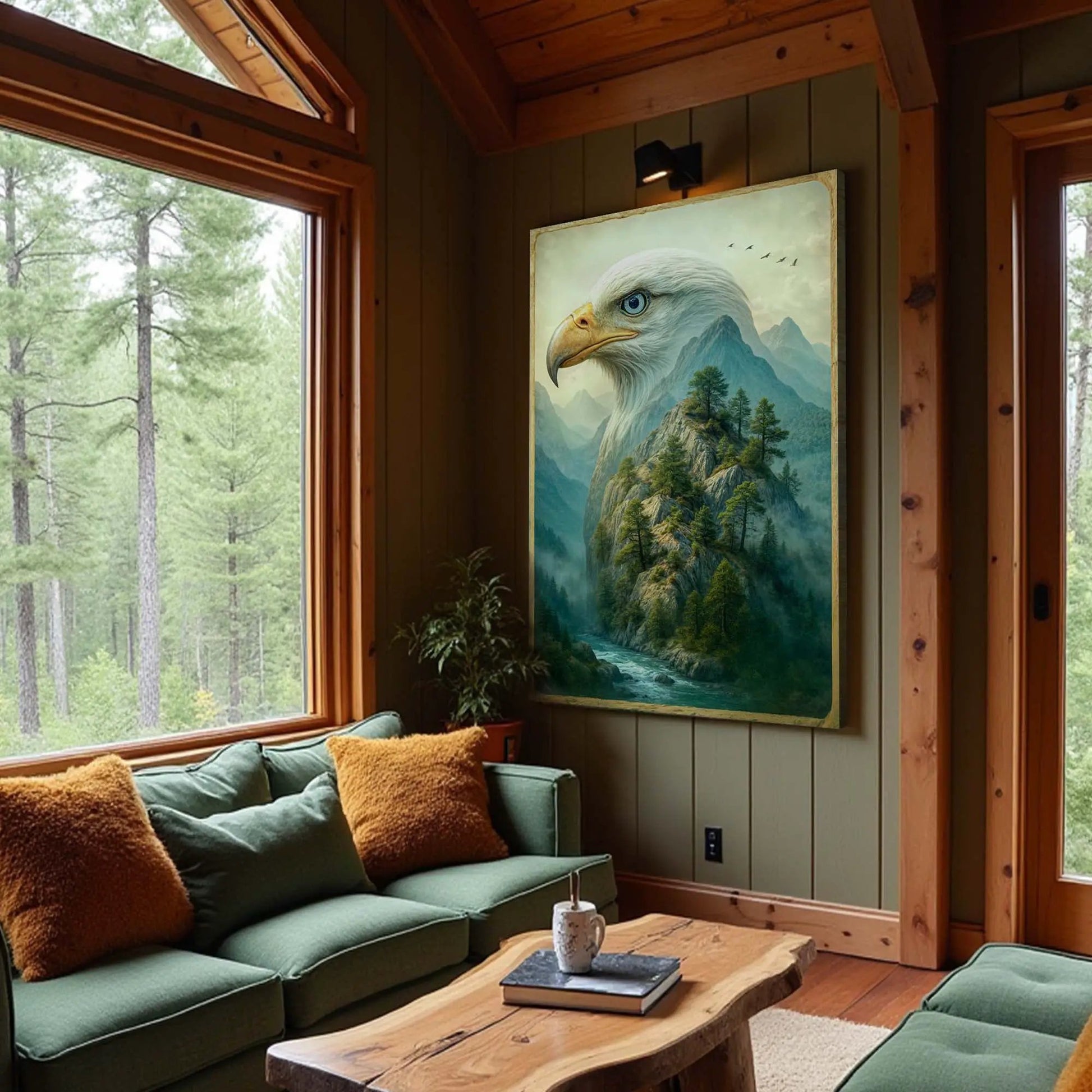 Tailored Canvases Eagle Over The Canyon Double Exposure Wall Art canvas with eagle and mountains on Tampa Home & Garden Store