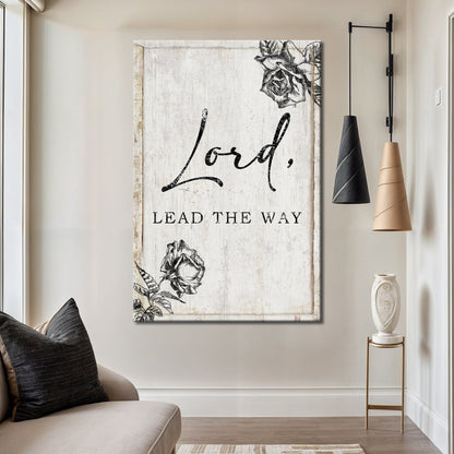 Lord Lead The Way Faith Sign canvas with distressed white wood and black script on Tampa Home & Garden Store
