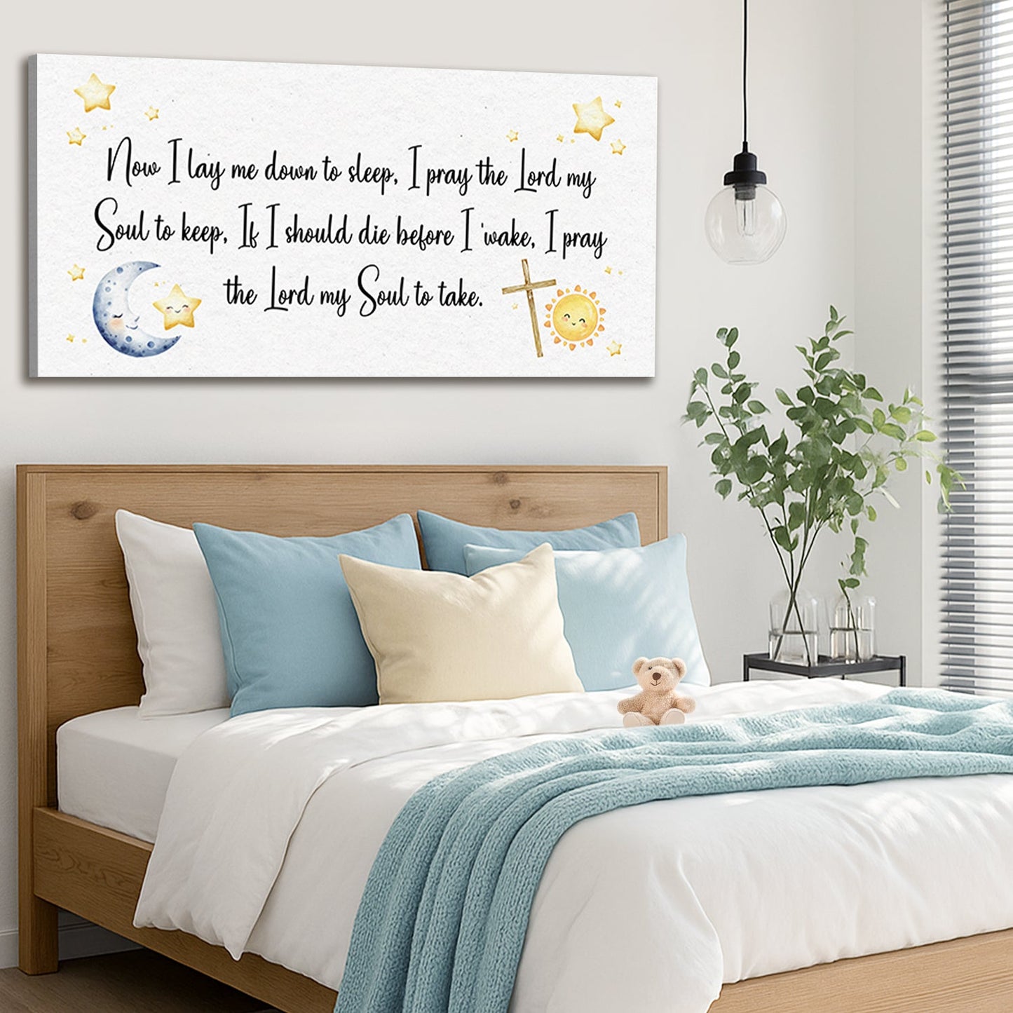 I Lay Me Down To Sleep Faith Sign canvas with moon sun and cross by Tailored Canvases on Tampa Home & Garden Store