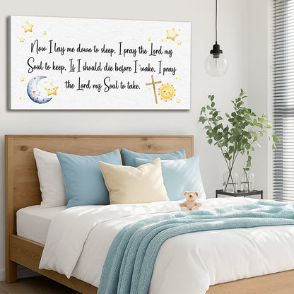 I Lay Me Down To Sleep Faith Sign canvas with moon sun and cross by Tailored Canvases on Tampa Home & Garden Store
