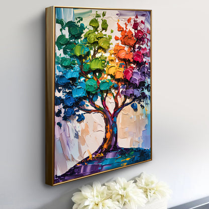 Canvas Rainbow Tree Abstract Wall Art rainbow colors and thick impasto by Tailored Canvases on Tampa Home & Garden Store