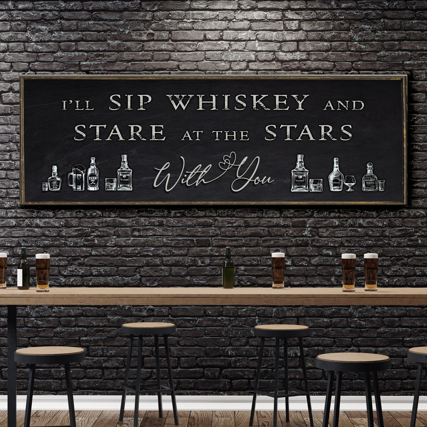 Sip Whiskey With You Bar Sign II canvas by Tailored Canvases with black chalkboard on Tampa Home & Garden Store