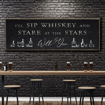 Sip Whiskey With You Bar Sign II canvas by Tailored Canvases with black chalkboard on Tampa Home & Garden Store