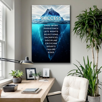 Success Motivational Wall Sign crafting canvas by Tailored Canvases with iceberg motif on Tampa Home & Garden Store