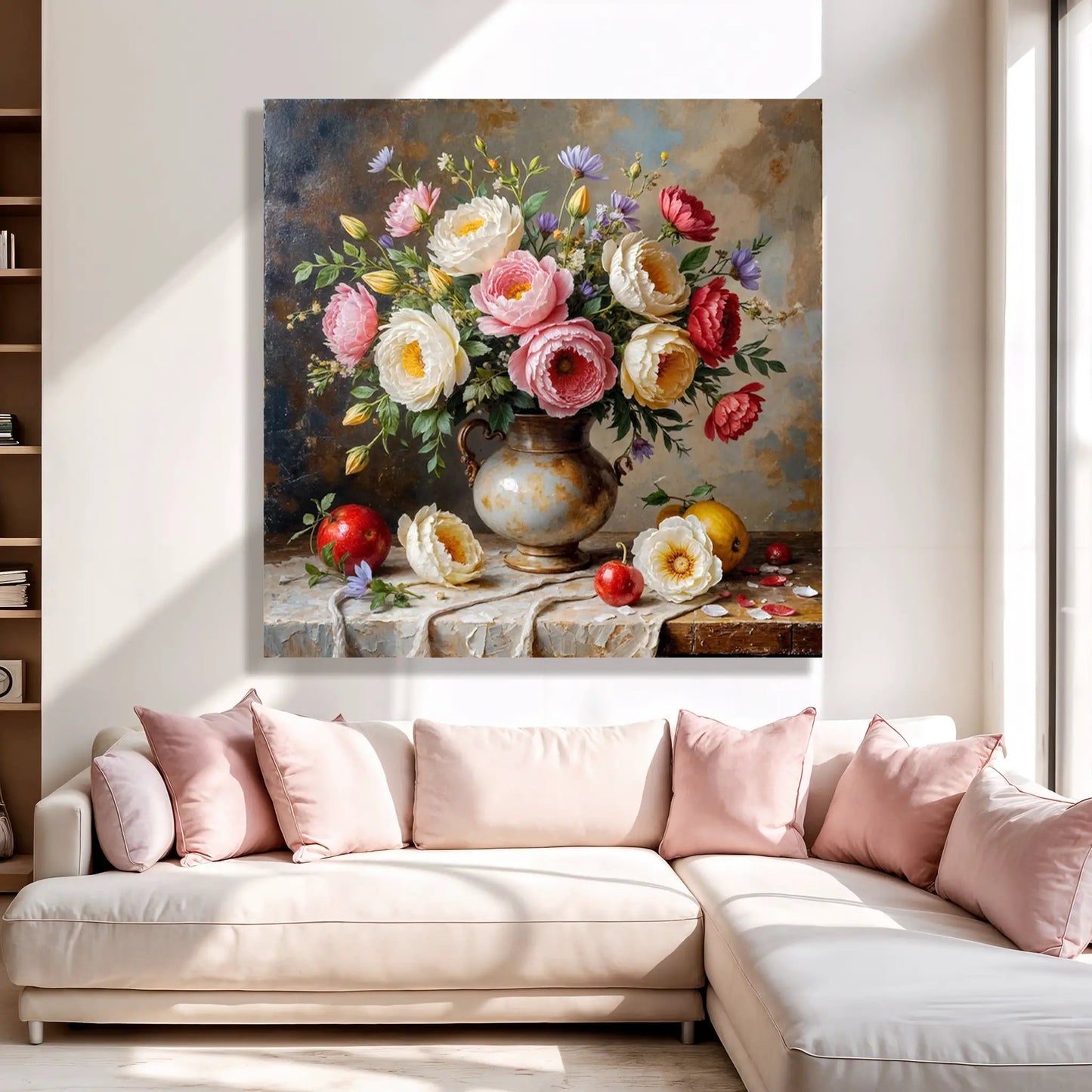 Summer Bloom Vase Wall Art canvas with a vibrant bouquet in a rustic vase Tailored Canvases on Tampa Home & Garden Store