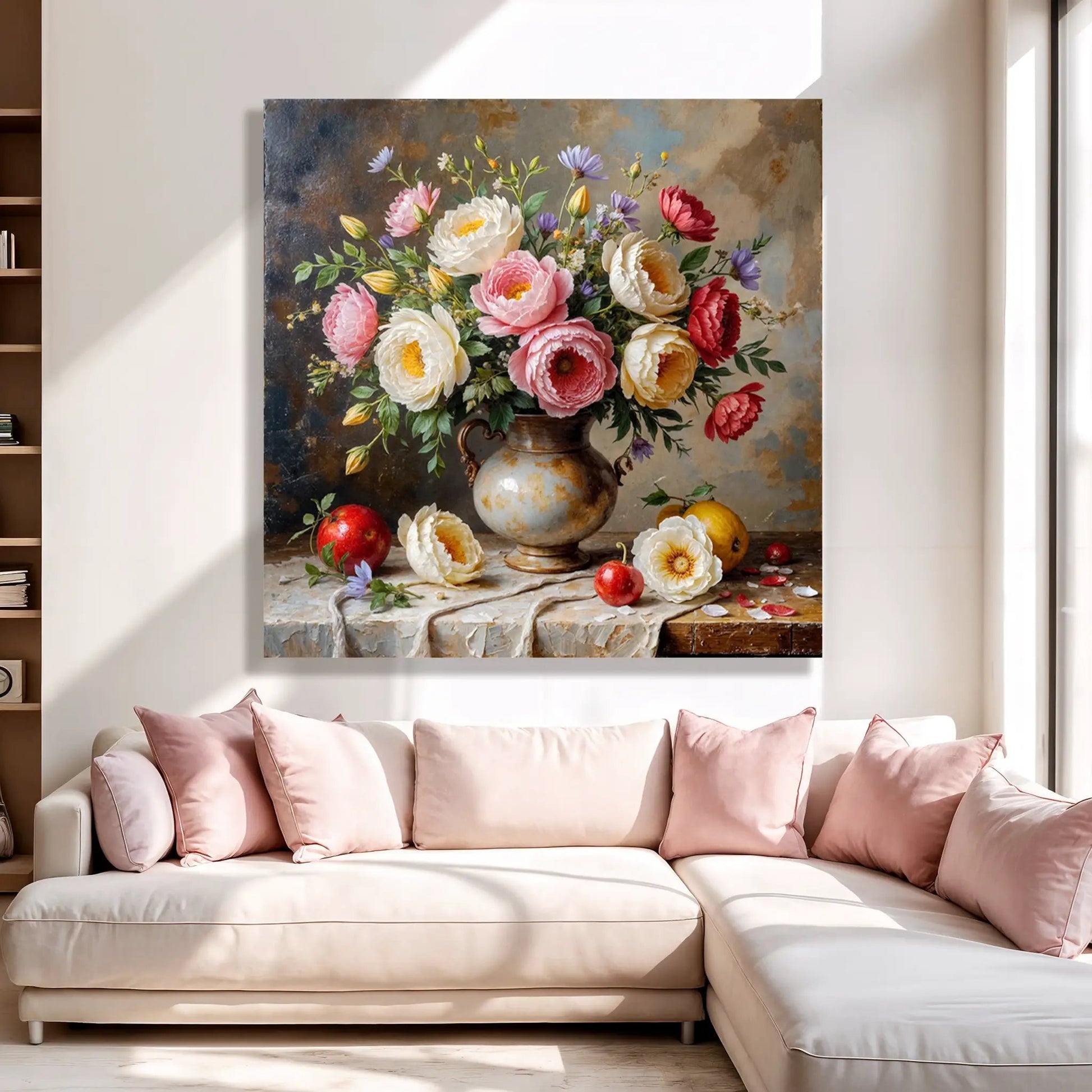 Summer Bloom Vase Wall Art canvas with a vibrant bouquet in a rustic vase Tailored Canvases on Tampa Home & Garden Store