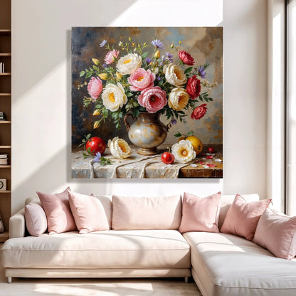 Summer Bloom Vase Wall Art canvas with a vibrant bouquet in a rustic vase Tailored Canvases on Tampa Home & Garden Store
