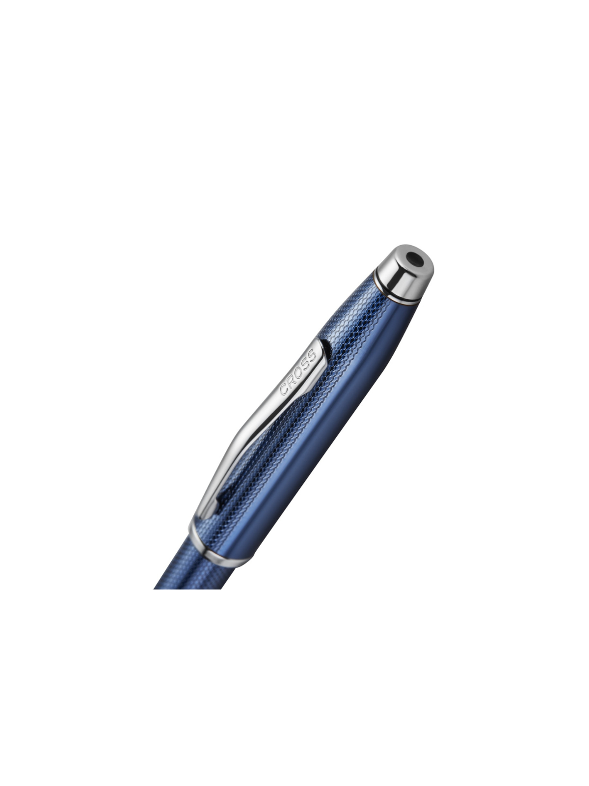 A.T. Cross Century II polished translucent cobalt blue ballpoint pen with engraved diamond pattern and silver clip on Tampa Home & Garden Store