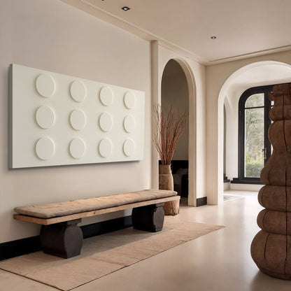 Modern Abstract Minimalist Wall Art II canvas with raised white circular dots, Tailored Canvases on Tampa Home & Garden Store