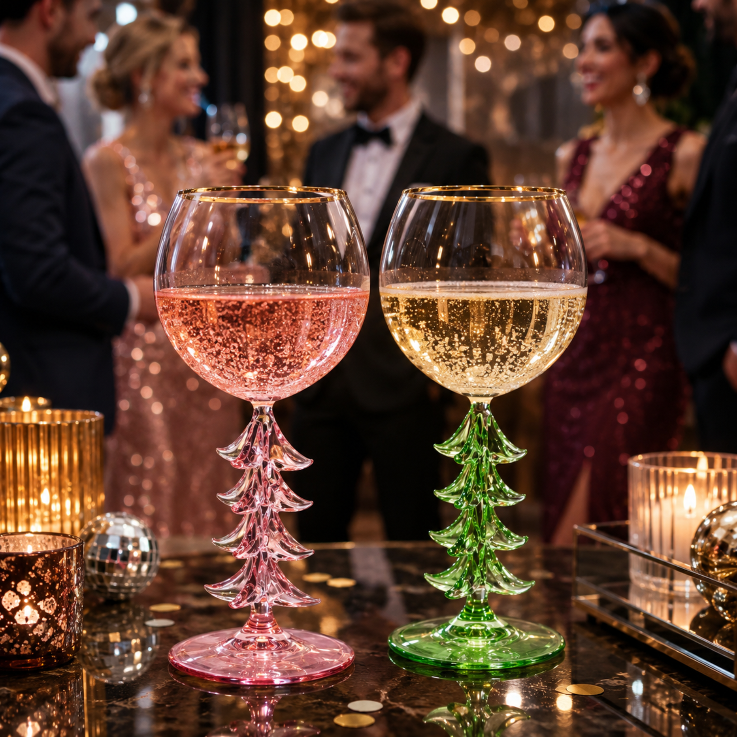 Natale Clear Stemmed Wine Glasses Set of 2