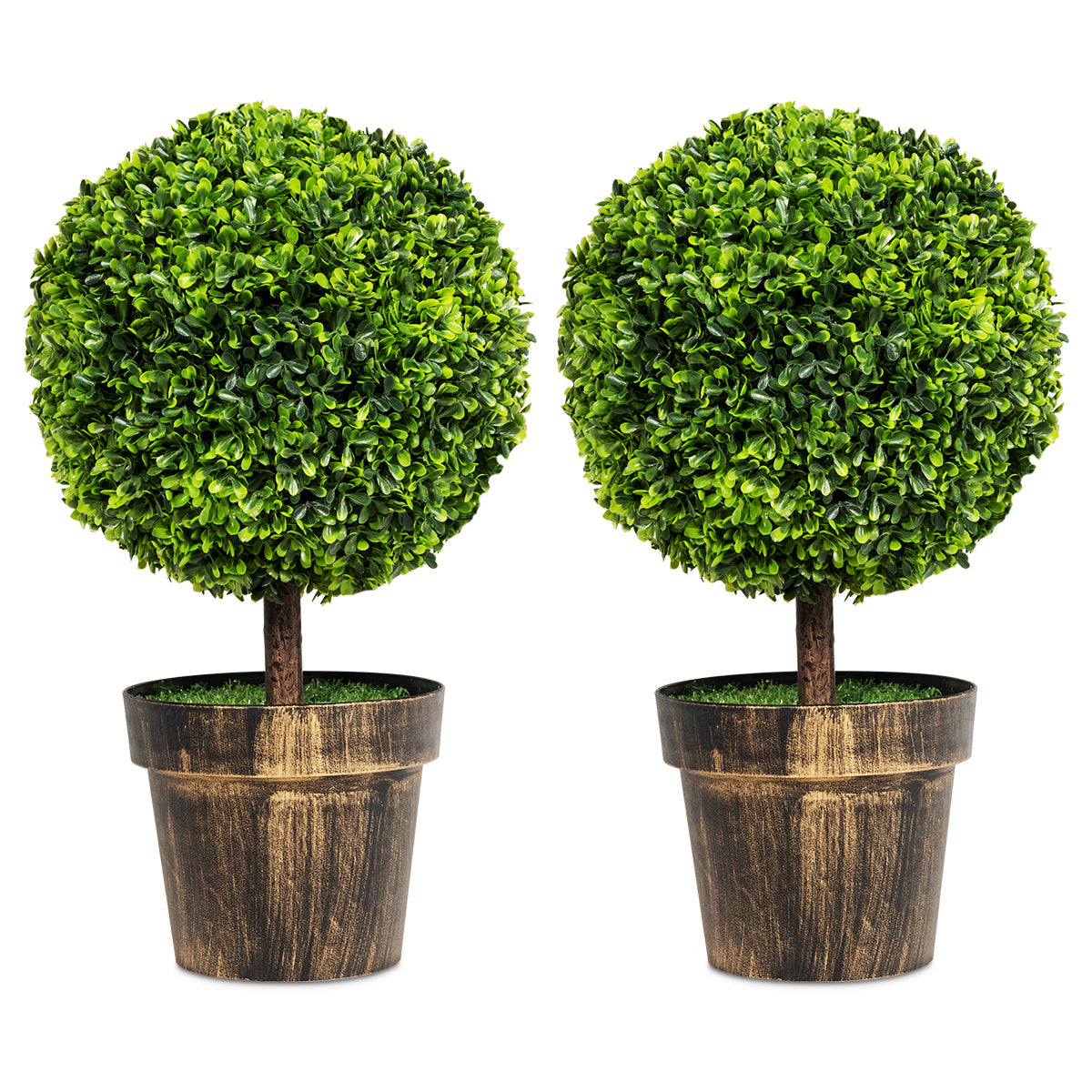 Set de 2 árboles artificiales de bolas con aspecto natural y resistencia al agua