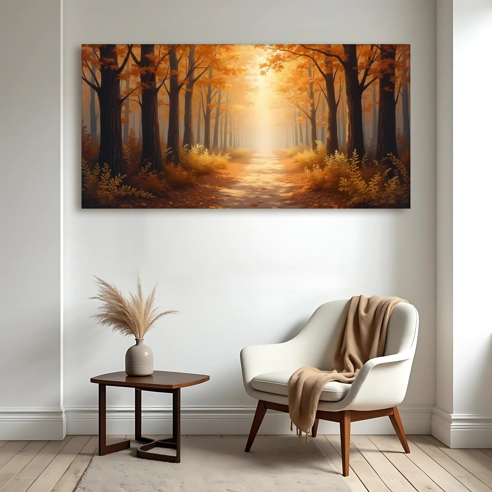 Abstract Forest Landscape Wall Art Canvas Tailored Canvases, warm orange forest scene on Tampa Home & Garden Store