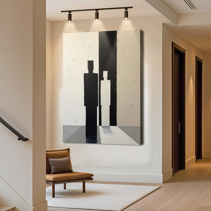 Contemporary Minimalist Abstract Wall Art canvas with bold black vertical blocks on white on Tampa Home & Garden Store
