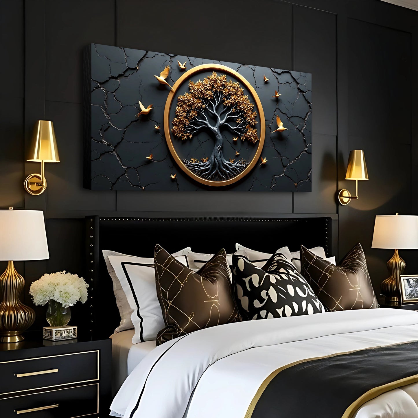 3D Celtic Tree of Life IV canvas by Tailored Canvases with gold circular frame on Tampa Home & Garden Store