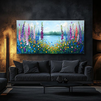 Alphine Meadow Wall Art crafting canvas by Tailored Canvases, vibrant alpine meadow blooms on Tampa Home & Garden Store