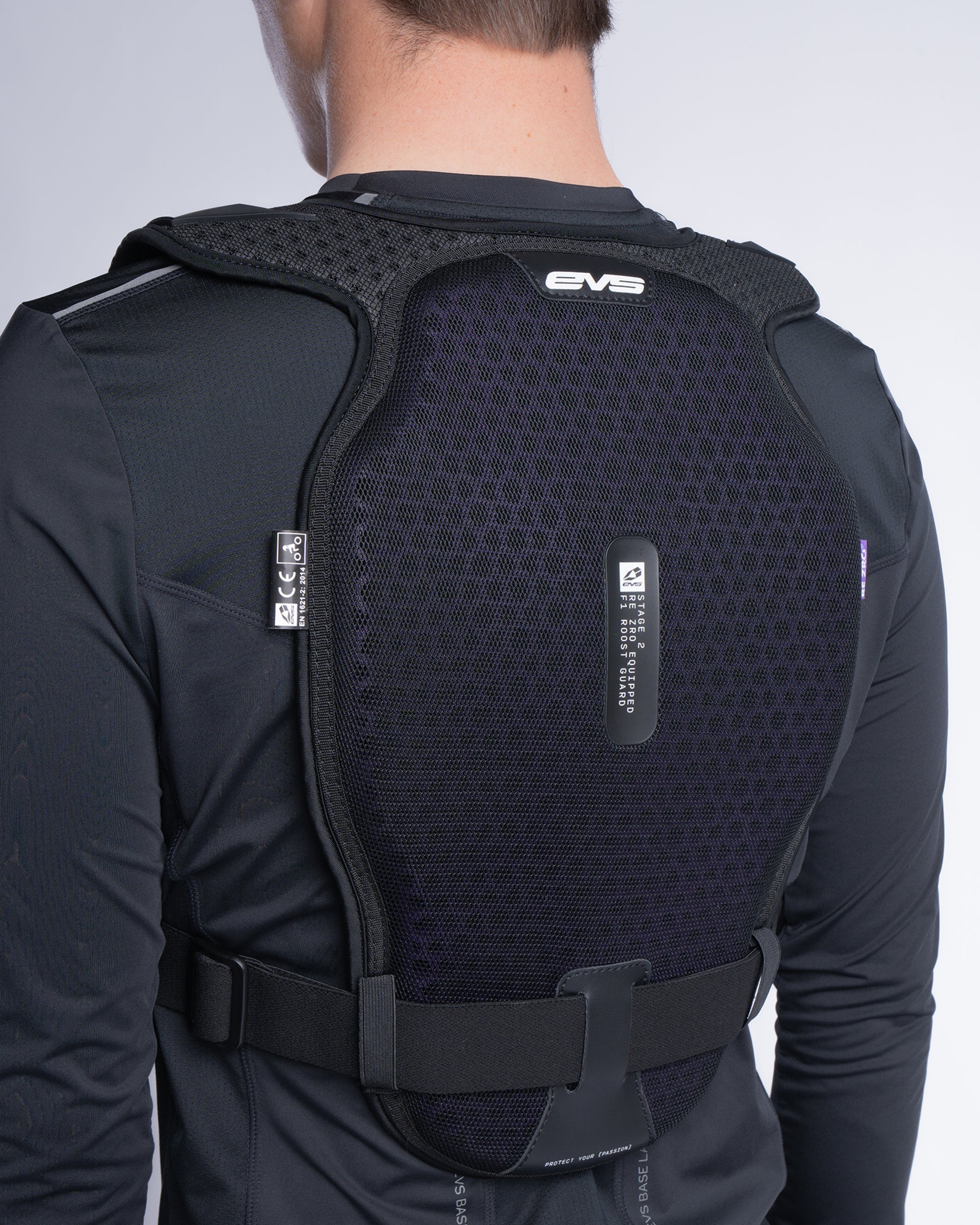 F1 Pro Chest Protector EVS Sports, black mesh-back motorcycle protector with adjustable waist belt on Tampa Home & Garden Store