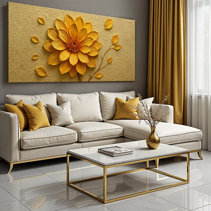 Golden Dandelion Minimalist Wall Art IV canvas with textured gold background Tailored Canvases on Tampa Home & Garden Store