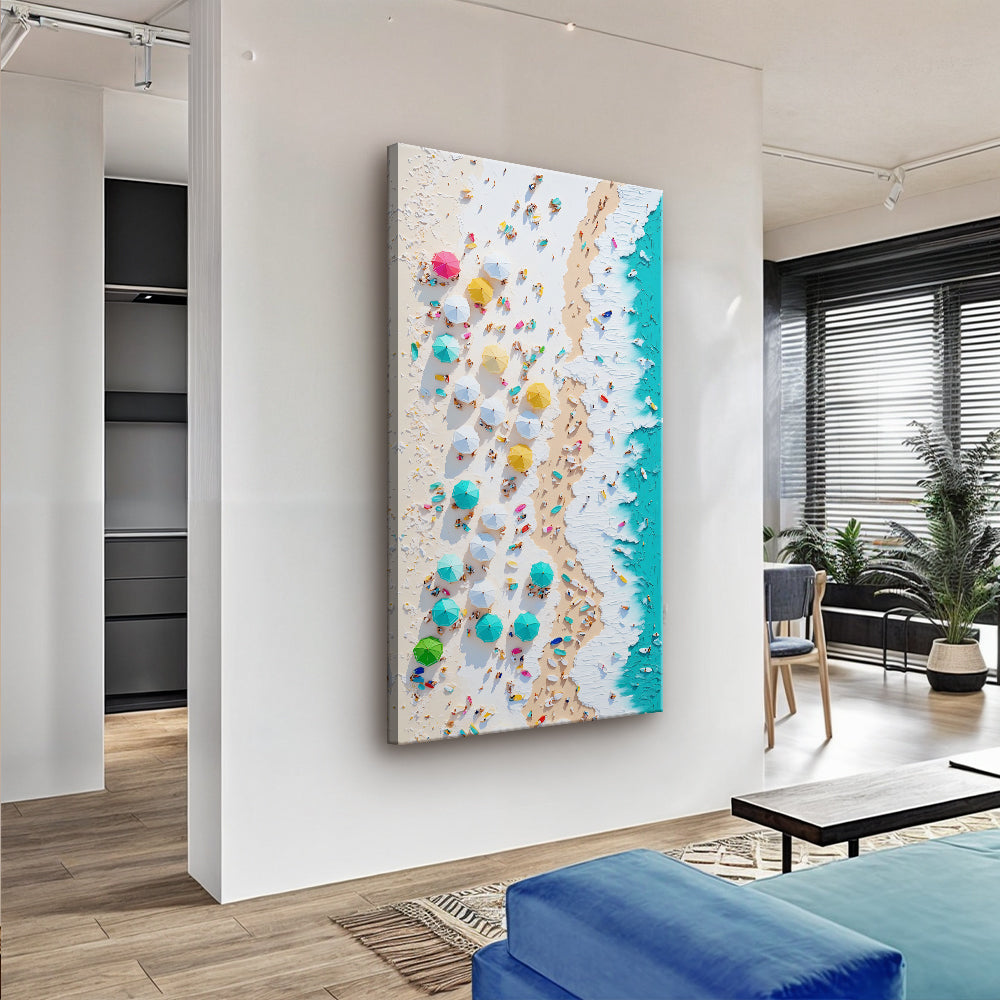 Beach Days Wall Art XXII canvas by Tailored Canvases; beach umbrellas on sandy shore on Tampa Home & Garden Store