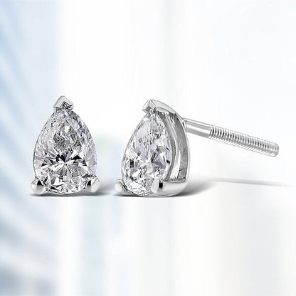 Pear-shaped lab-grown diamond stud earrings in 14K white gold, 1/2 ct tw, by Bids.com on Tampa Home & Garden Store