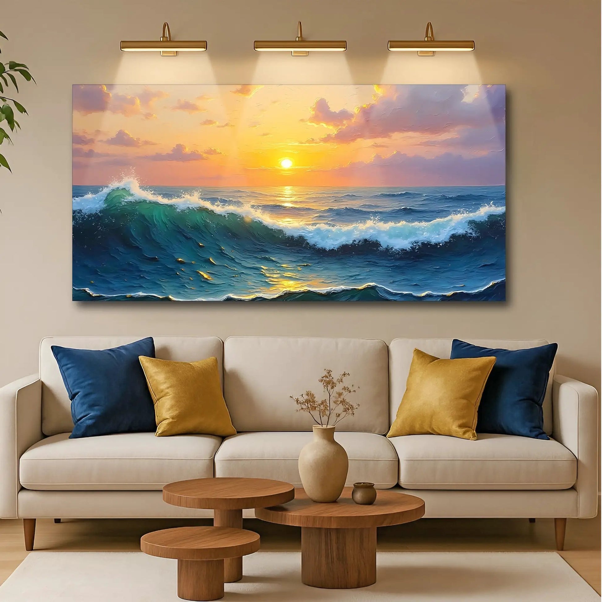Waterscape Abstract Wall Art XII canvas by Tailored Canvases with sunset ocean waves on Tampa Home & Garden Store