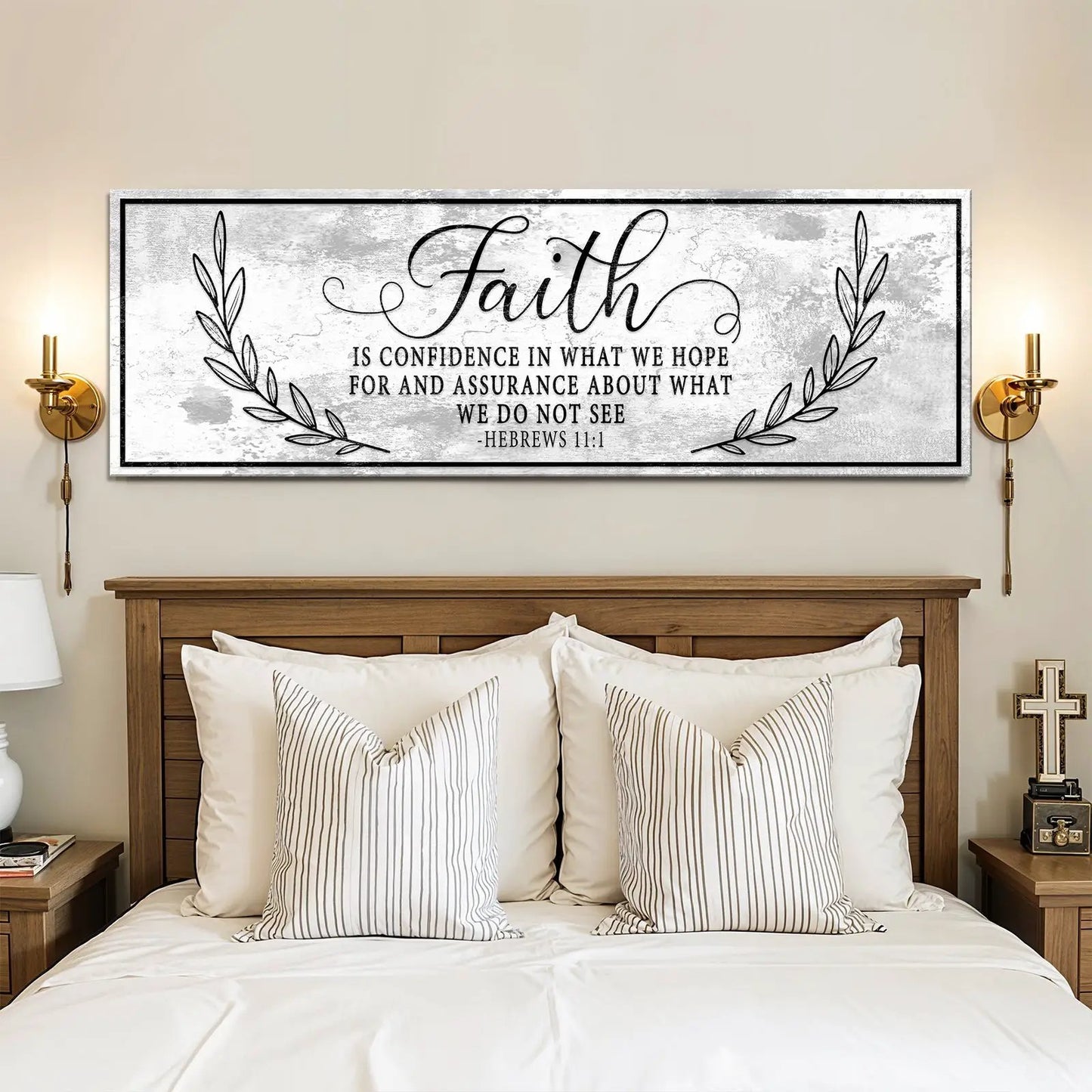 Faith Is Confidence Hebrews 11:1 Faith Sign II Tailored Canvases on gray distressed backdrop on Tampa Home & Garden Store