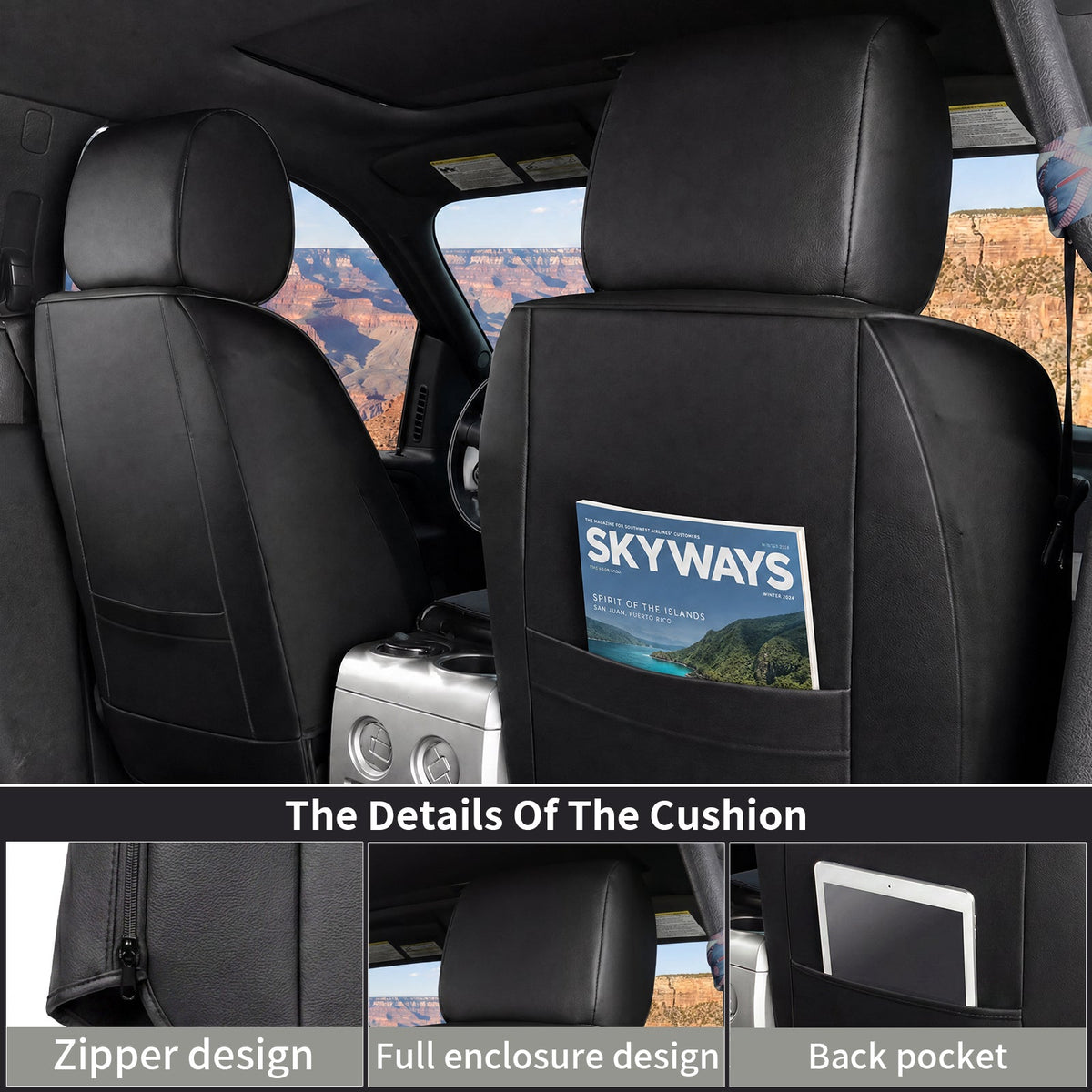Umbrauto truck seat covers for Silverado/Sierra in black Nappa leather with pockets on Tampa Home & Garden Store