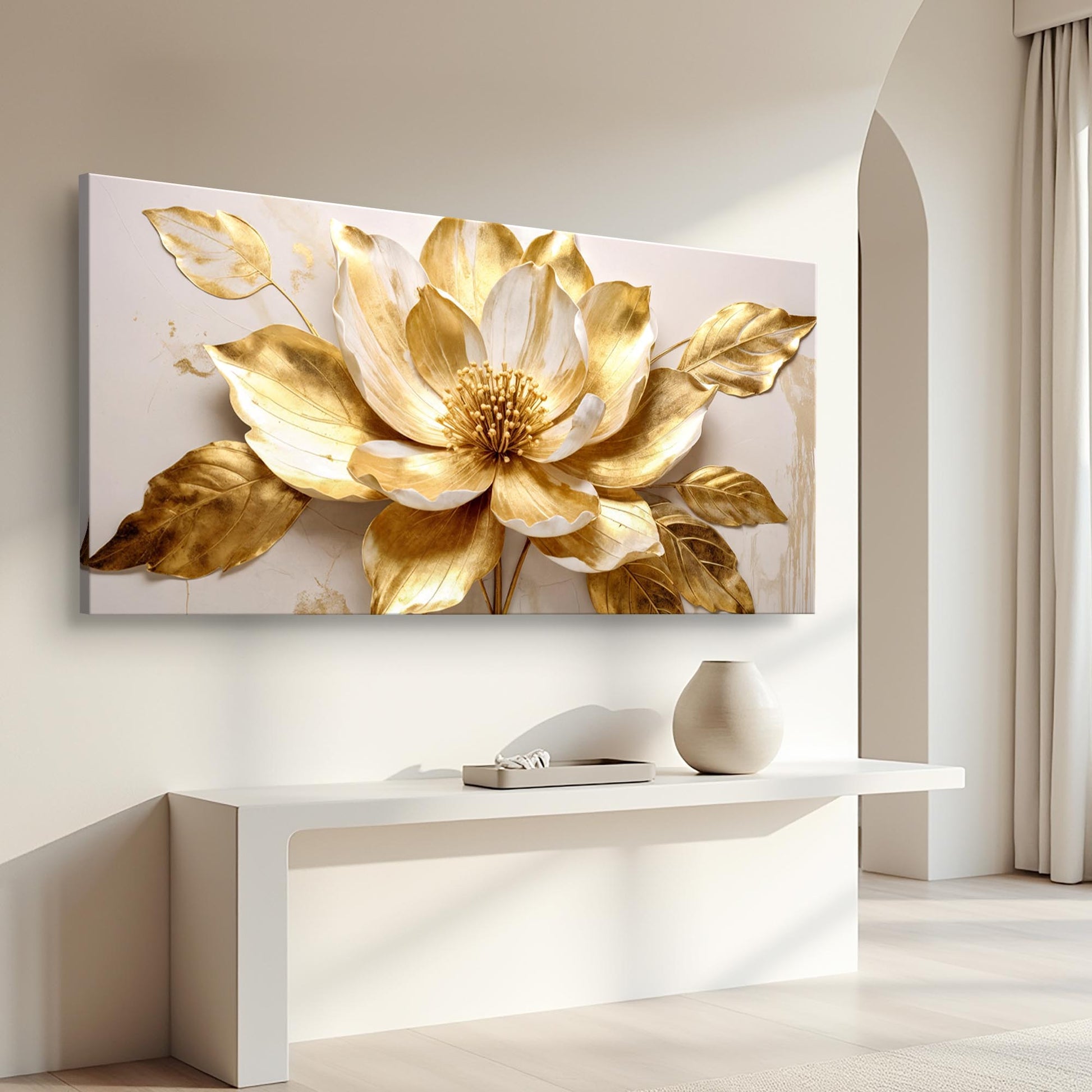 Golden Dandelion Minimalist Abstract Wall Art VIII canvas golden petals Tailored Canvases on Tampa Home & Garden Store