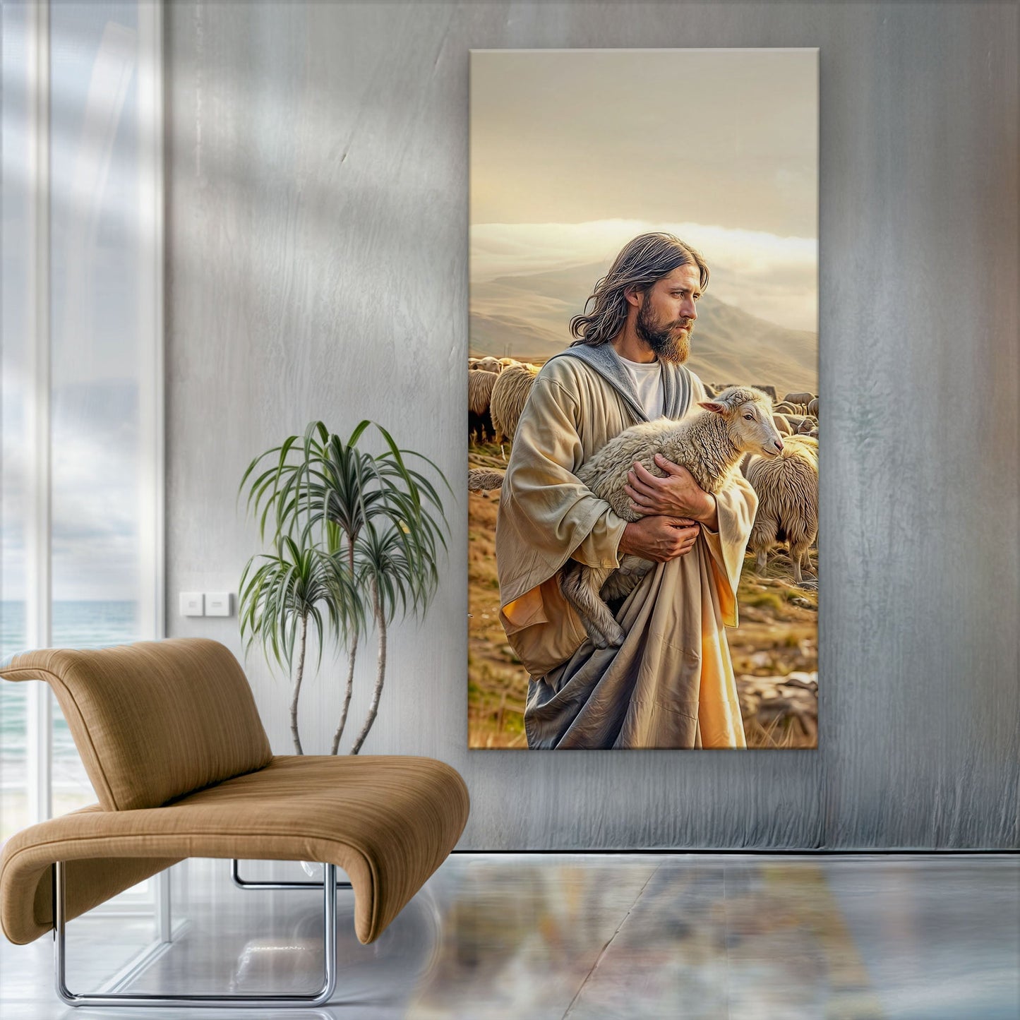 Canvas art 99 Faith Wall Art XII by Tailored Canvases, pastoral scene with man and sheep on Tampa Home & Garden Store