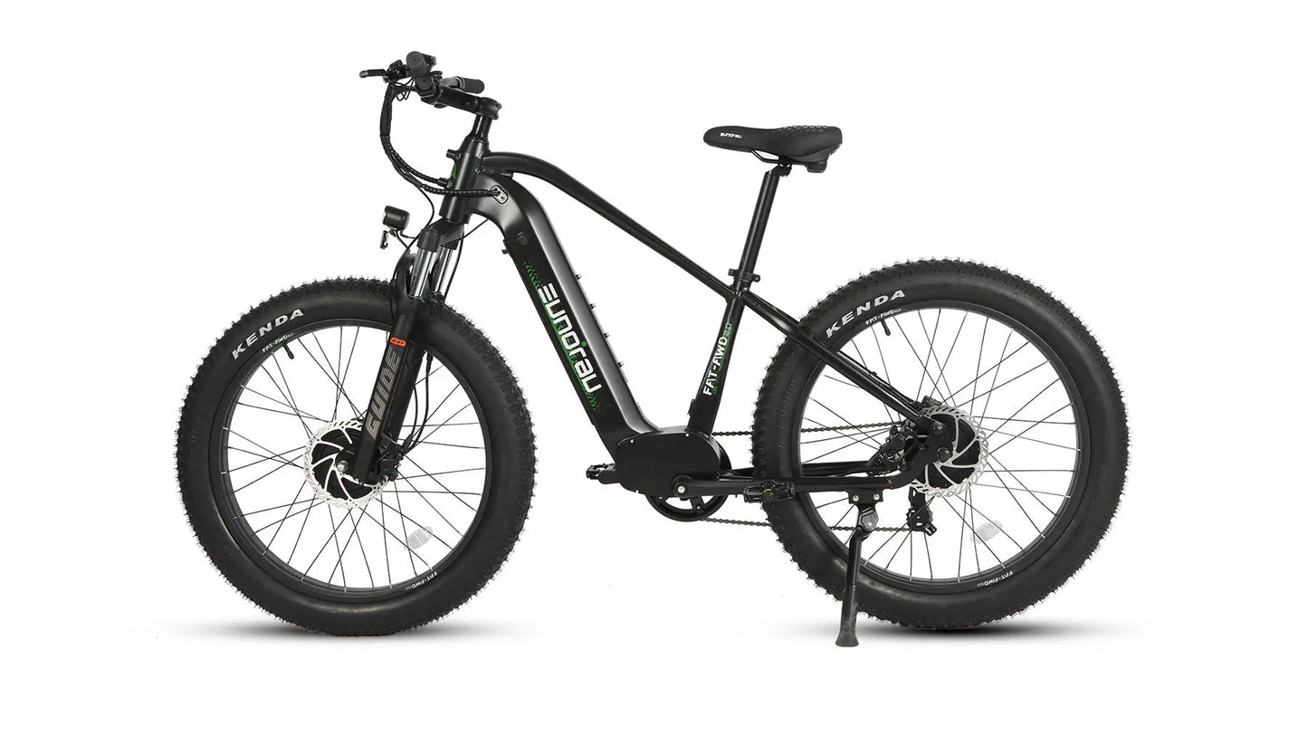 FAT-AWD 2.0 electric bicycle by EUNORAU E-BIKE US; black fat-tire e-bike with suspension on Tampa Home & Garden Store