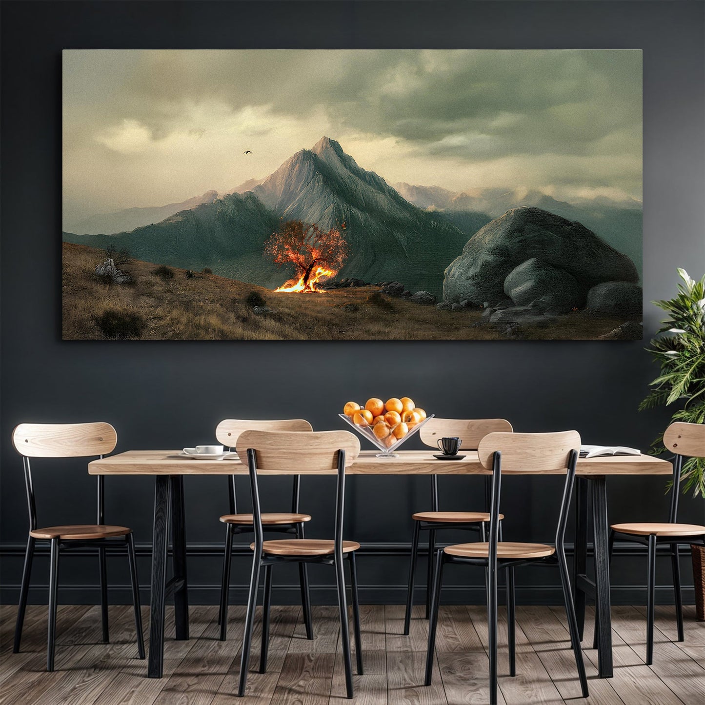 Burning Bush Faith Wall Art IV canvas mountain landscape with campfire Tailored Canvases on Tampa Home & Garden Store