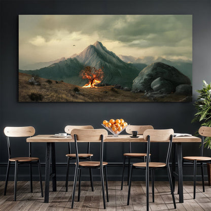 Burning Bush Faith Wall Art IV canvas mountain landscape with campfire Tailored Canvases on Tampa Home & Garden Store