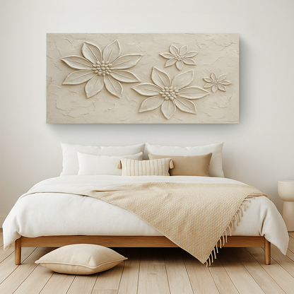 Floral Abstract Wall Art V canvas beige textured flower relief by Tailored Canvases on Tampa Home & Garden Store