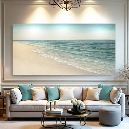 Beach Shoreline Coastal Wall Art II canvas by Tailored Canvases in blue ocean beach scene on Tampa Home & Garden Store